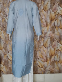 Chandari Kurti Tone To tone Ghas patti Work Ink Blue Dual Tone