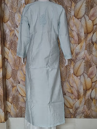 Chandari Kurti Tone To tone Ghas patti Work- powder Blue