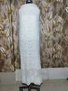White Viscose Georgette Unstitched Suit Set with Mukesh