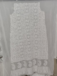 White Viscose Georgette Unstitched Suit Set with Mukesh