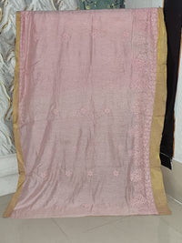 Chanderi  Saree with Chikankari Embroidery  Soft blush pink