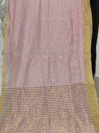 Chanderi  Saree with Chikankari Embroidery  Soft blush pink