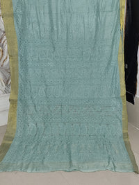 Sea Green Chanderi  Saree with Chikankari Embroidery
