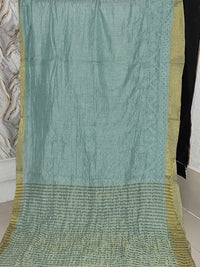 Sea Green Chanderi  Saree with Chikankari Embroidery