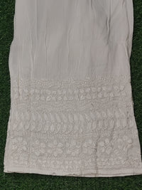 White Rayon Embroidered Palazzo Pants