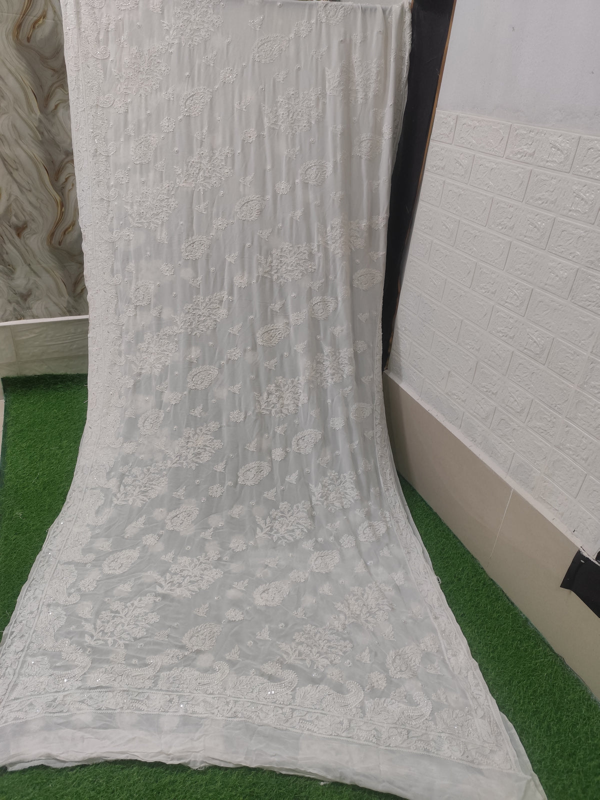 Pure Viscous Saree Heavy With cut Dana Moti(Pearl) And Sequence Work