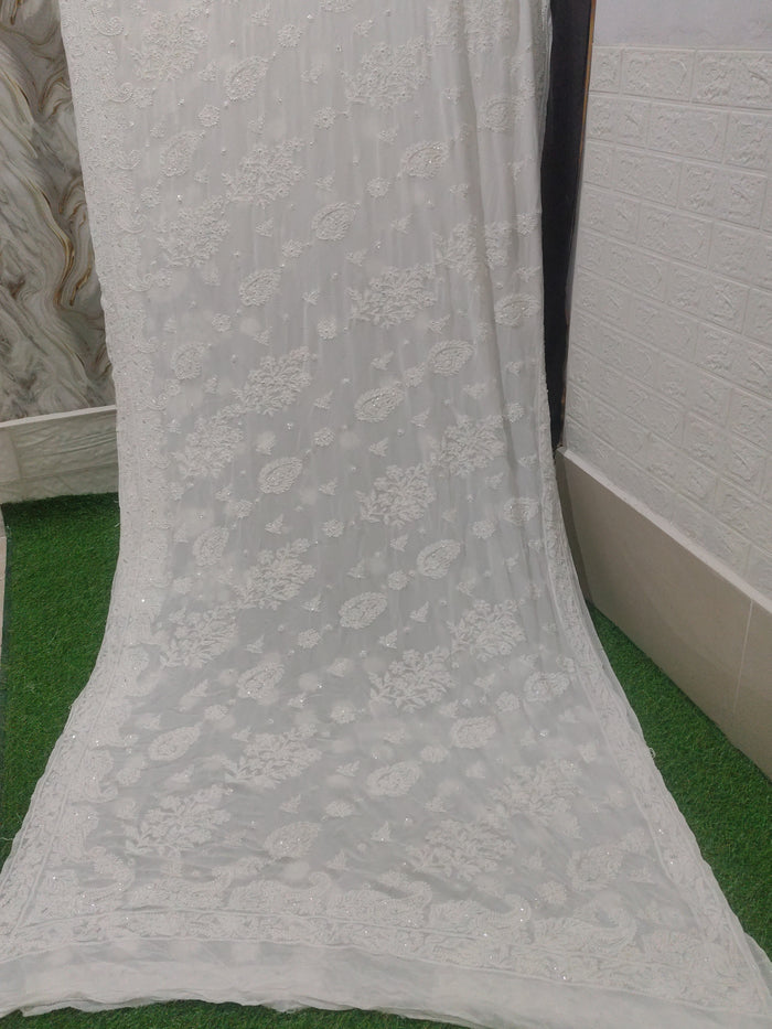 Pure Viscous Saree Heavy With cut Dana Moti(Pearl) And Sequence Work