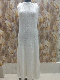 White Chikankari hand embroidered anarkali dupatta set