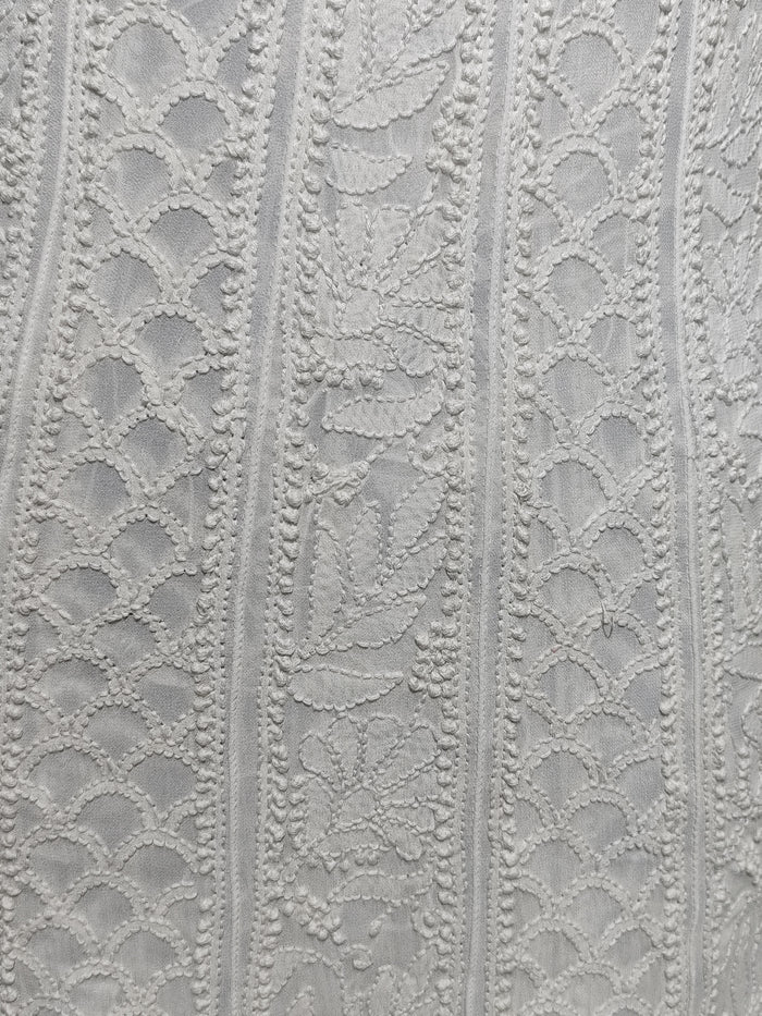 White Chikankari hand embroidered anarkali dupatta