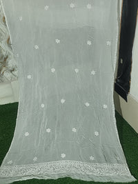 White Chikankari hand embroidered anarkali dupatta