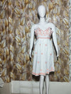Cotton Noodle Strip Single Dress  With Peach Embroidery