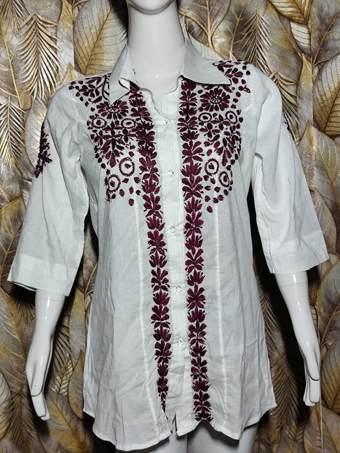Chikankari Cotton Shirt For ladies