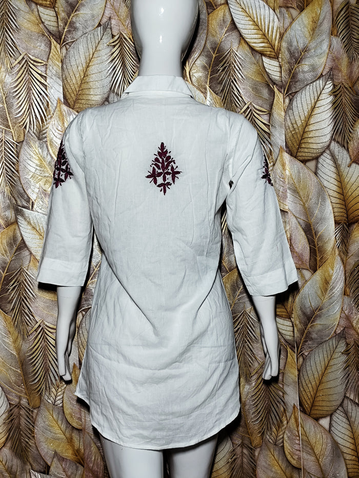 Chikankari Cotton Shirt For ladies