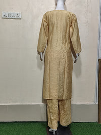 Sophisticated Beige/Gold Chanderi Kurta &amp; Pant Set
