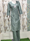 A chic and subtle Sage Green / Dusty Seafoam Chanderi Kurta & Pant Set