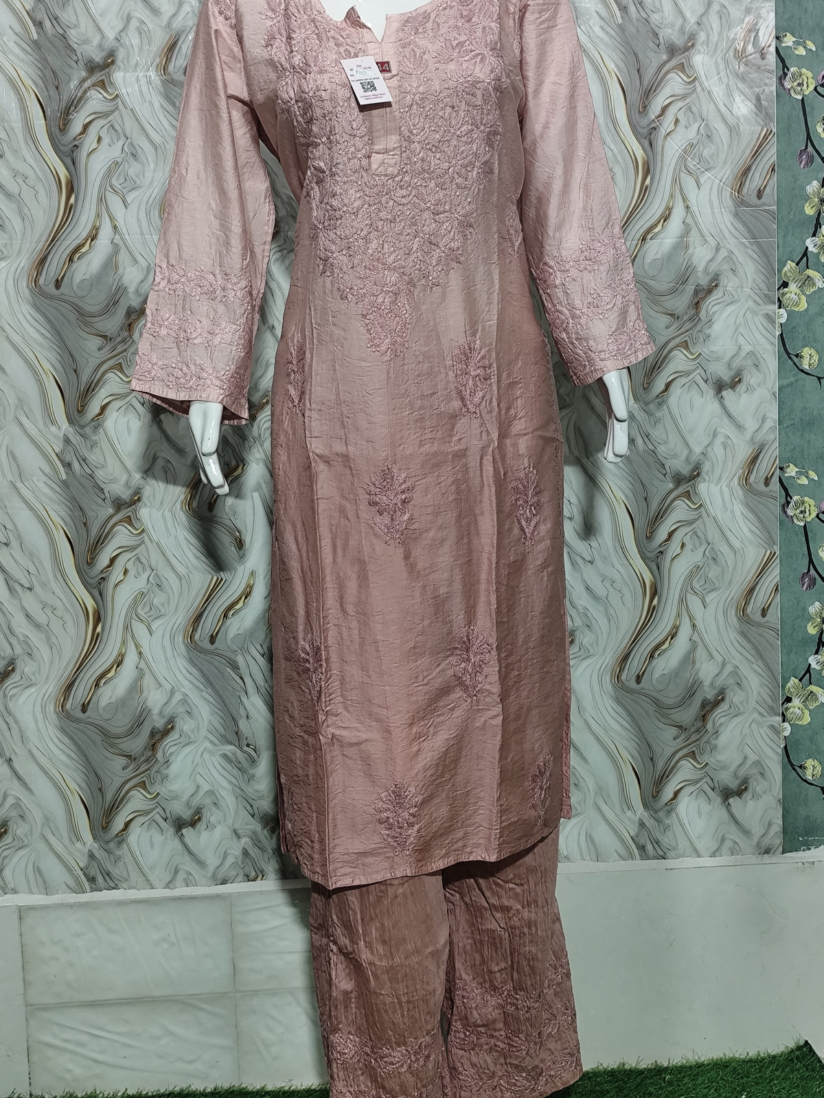 Dusty Rose / Mauve Chanderi Kurta & Pant Set
