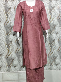 A romantic Old Rose / Vintage Pink Chanderi Kurta & Pant Set