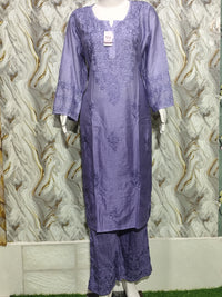 A serene Lavender / Soft Violet Chanderi Kurta & Pant Set