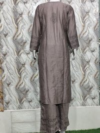 Taupe / Mushroom Brown Chanderi Kurta & Pant Set