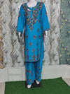 Ocean Blue Rayon Kurta & Pant/Plazzo Set