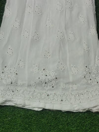 White Viscose Georgette Embroidered Palazzo