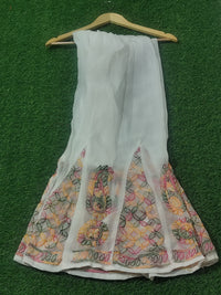 Lucknowi Multi-Color Thread Embroidered Georgette Sharara / Flared Palazzo