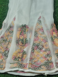 Lucknowi Multi-Color Thread Embroidered Georgette Sharara / Flared Palazzo