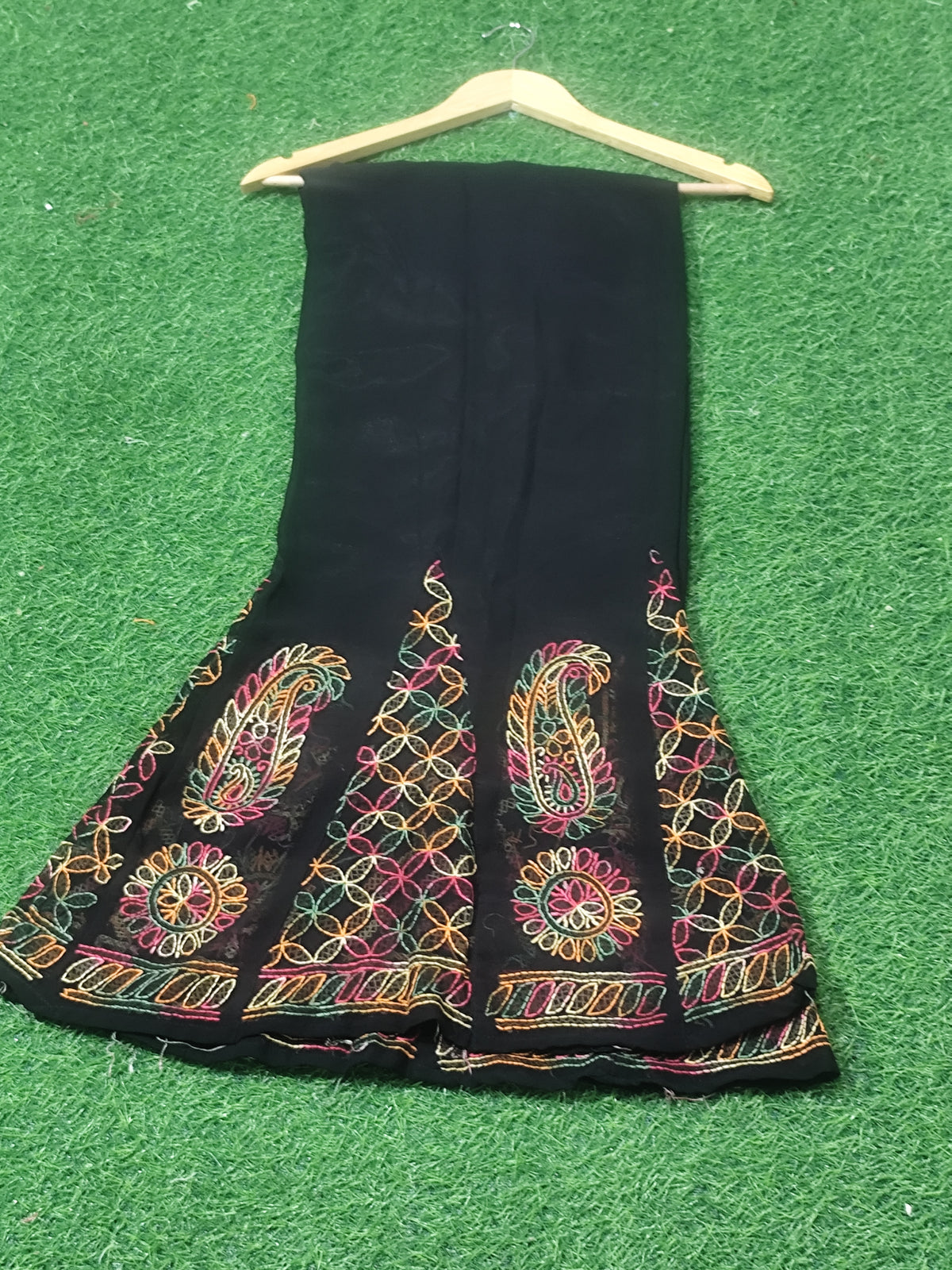 Black Georgette Embroidered Sharara/Plazzo Pants
