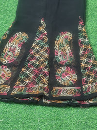 Black Georgette Embroidered Sharara/Plazzo Pants