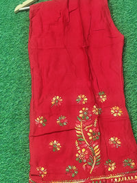 Red Rayon chikankari Embroidered Palazzo Pants