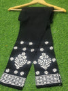 Black Cotton Lycra Embroidered Pants/Leggings