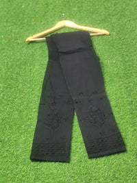 Black Cotton Lycra chikankari Embroidered Pants