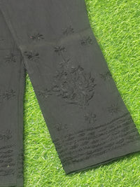 Black Cotton Lycra chikankari Embroidered Pants