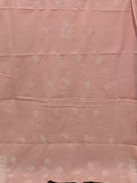 Hand-Embroidered Cotton Lucknowi Chikankari Unstitched Suit Piece Pastel Peach / Blush Pink Cotton Chikankari Unstitched Kurta Fabric