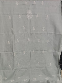 Steel Grey / Slate Cotton Chikankari Unstitched Kurta & Plazzo Fabric.