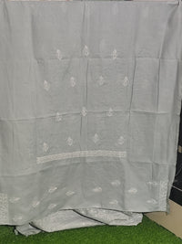 Steel Grey / Slate Cotton Chikankari Unstitched Kurta & Plazzo Fabric.