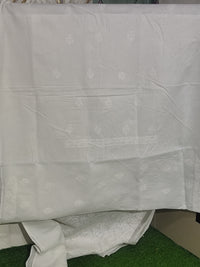 White-on-White Cotton Chikankari Hand-Embroidered Cotton Lucknowi Chikankari Unstitched Suit Piece