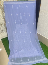 Pastel Lavender / Lilac Georgette Lucknowi Chikankari Hand-Embroidered