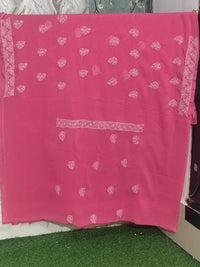 Rani Pink / Magenta Lucknowi Chikankari Hand-Embroidered Georgette Unstitched Suit Material with Dupatta