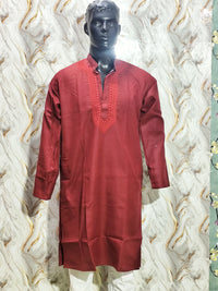 Embroidered Neck Cotton Kurta for Men | Traditional Festive Wear