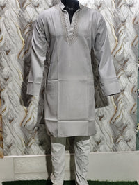 Embroidered Neck Cotton Kurta for Men | Traditional Festive Wear