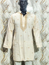 Hand-Embroidered Lucknowi Cotton Kurta for Men