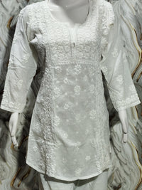 Women's Pure White Dyeable Modal Satin Chikankari Co-ord Set