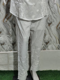 Women's Pure White Dyeable Modal Satin Chikankari Co-ord Set