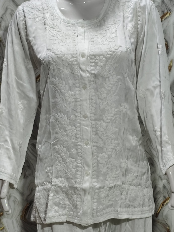 Pure Cotton Lucknowi Chikankari Button-Down Co-ord Set