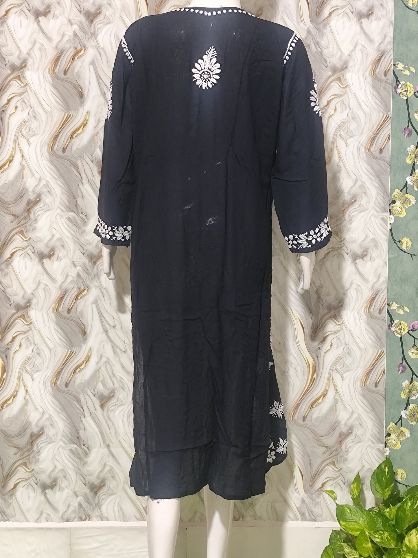 Designer Lucknowi Chikankari Nayra Cut Kurti for Women | Heavy Rayon Festive Ethnic Dress