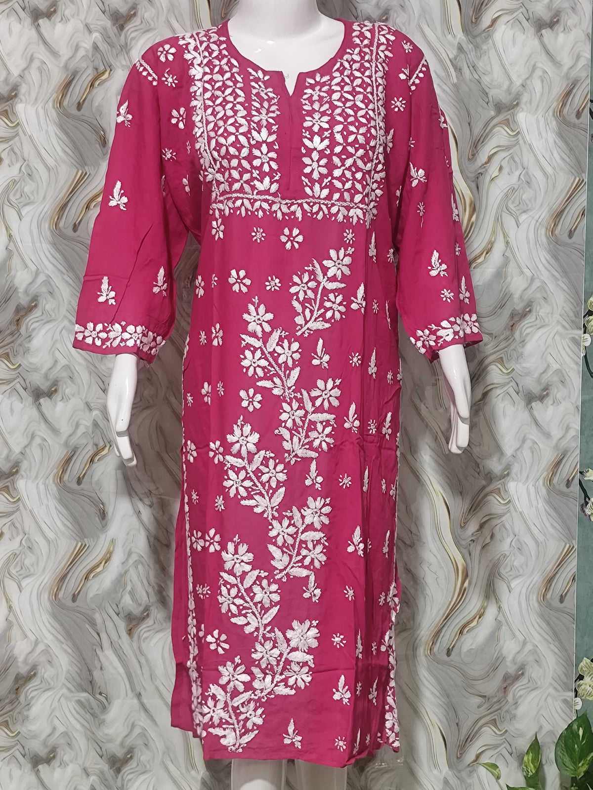 Rayon Chikankari Kurti – Handcrafted Lucknowi Embroidery