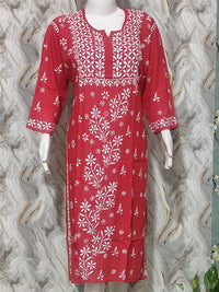Rayon Chikankari Kurti – Handcrafted Lucknowi Embroidery