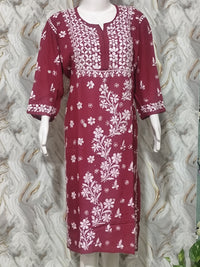 Rayon Chikankari Kurti – Handcrafted Lucknowi Embroidery