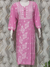 Rayon Chikankari Kurti – Handcrafted Lucknowi Embroidery
